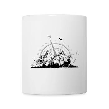 Rose des vents minimaliste Gris marine - Mug blanc - blanc - Devant