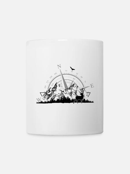 Rose des vents minimaliste Gris marine - Mug blanc - blanc
