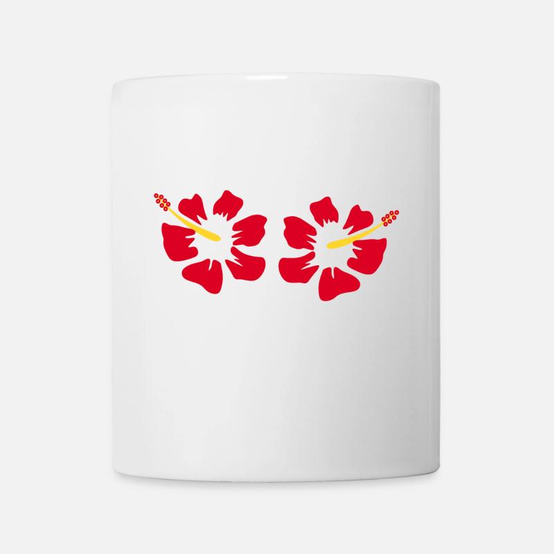 Blume rot rote Blumen rot rote Blumen Hibiskus - Tasse - Weiß