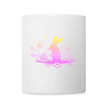 Lapin de Pâques sur prairie avec hirondelles - Mug blanc - blanc - Devant