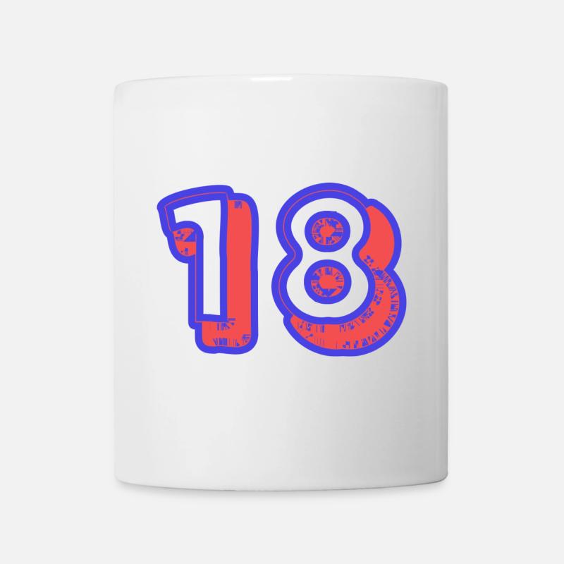 18. 18 ANS. 18e ANNIVERSAIRE. ANNIVERSAIRE 18 ANS. - Mug blanc - blanc