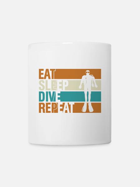 eat sleep dive repeat - Tasse - Weiß
