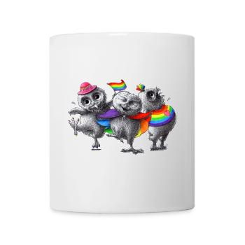 pride - trois hiboux heureux - Mug blanc - blanc - Devant