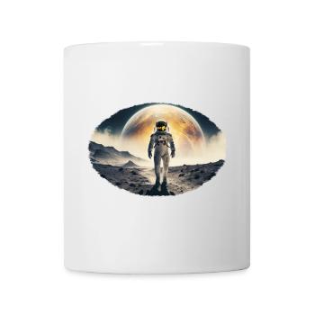 Astronaut auf Mondlandschaft - Tasse - Weiß - Vorne