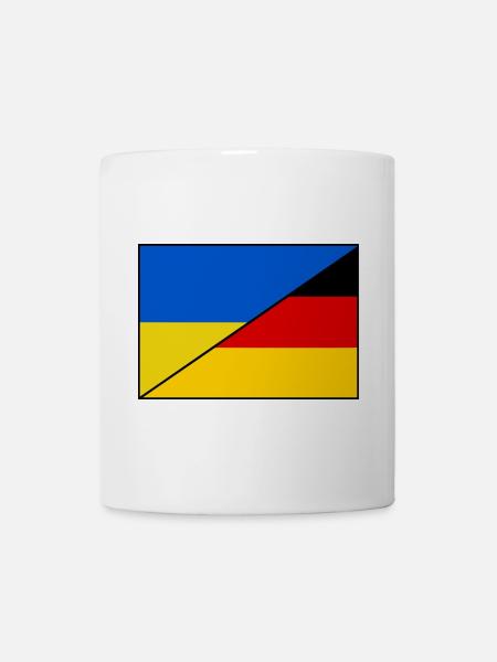 Ukraine Deutschland Flagge, Patch - Tasse - Weiß