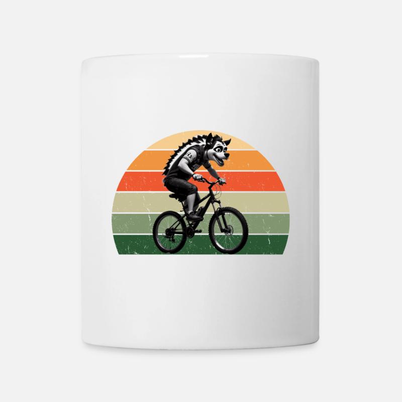 Hyène à vélo dans l’ouest rétro - Mug blanc - blanc
