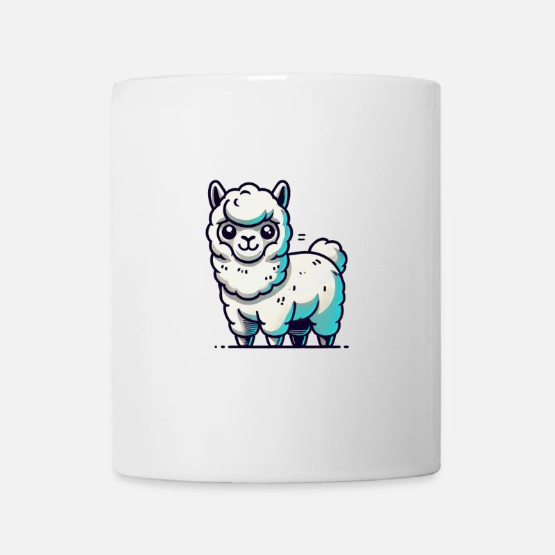 Weiße Llama mit Blauakzenten - Tasse - Weiß