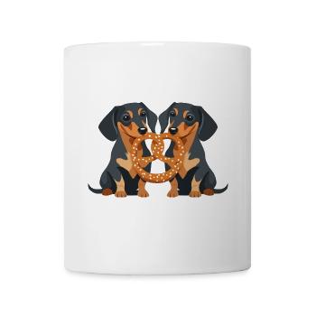 Dachshunde mit Brezel - Tasse - Weiß - Vorne