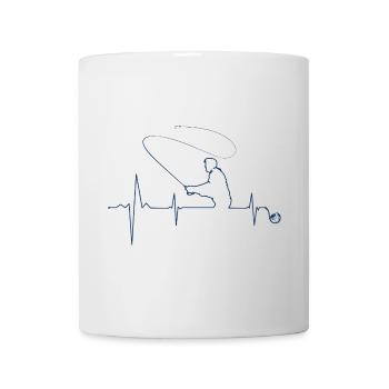 Lineart Angler: Fluid Fishing Silhouette - Mug - white - Front