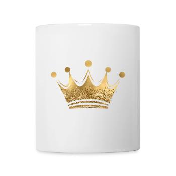 Couronne Reine/Roi Paillettes Dorées Personnalisable - Mug blanc - blanc - Devant
