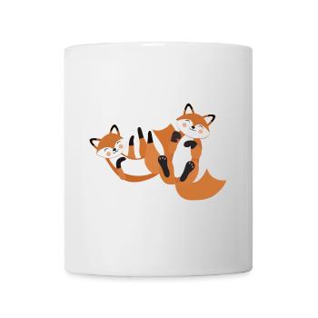 Happy Foxes – Minimalist Forest Animal Design - Mug - white - Front
