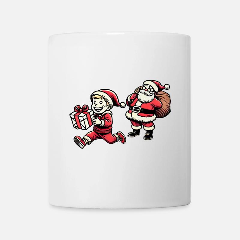 Naughty Kid with Santa Claus - Retro Style - Mug - white