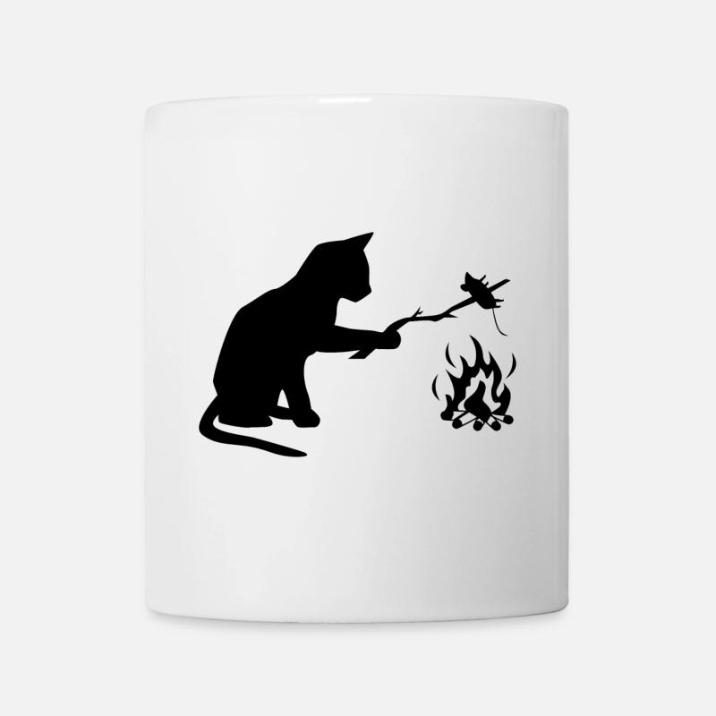 Cat at barbecue, camping, BBQ - Mug - white
