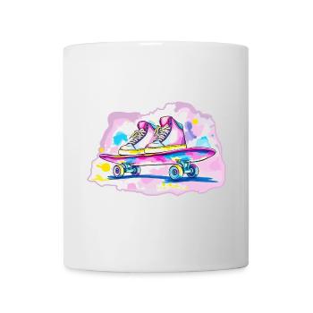 Skateboard with shoes - Mug - white - Front