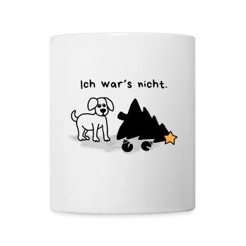 Ich war es nicht: Hund und der Weihnachtsbaum - Tasse - Weiß - Vorne