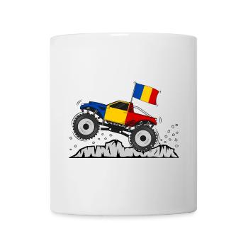 Rumänien Flagge Monstertruck  - Tasse - Weiß - Vorne