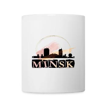 Minsk Belarus Stadt Skyline Heimat Liebe Gold - Tasse - Weiß - Vorne