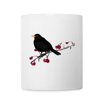 Oiseau noir sur une branche ornithologue - Mug blanc - blanc - Devant