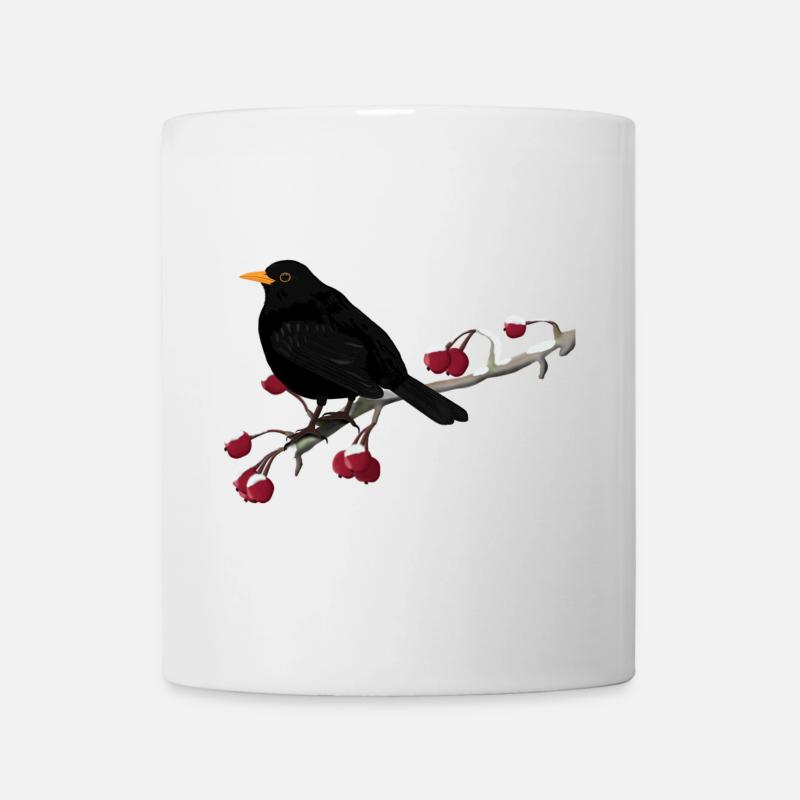 Amsel Vogel auf einem Ast Vogelbeobachter - Tasse - Weiß