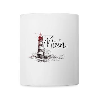 Moin Leuchtturm Nordsee Hamburg Küste Plattdeutsch - Tasse - Weiß - Vorne