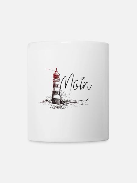 Moin Leuchtturm Nordsee Hamburg Küste Plattdeutsch - Tasse - Weiß