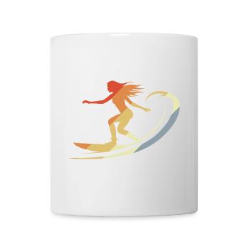 Vintage Surferin - Tasse - Weiß - Vorne