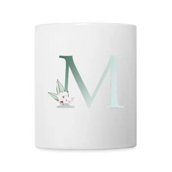 M Monogram, Floral, Personnalisable - Mug blanc - blanc - Devant