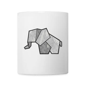 Cute elephant in origami style - Mug - white - Front