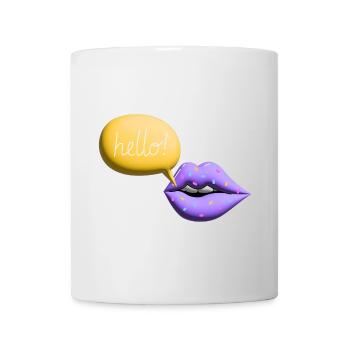mund hello lippen retro 3d bunt - Tasse - Weiß - Vorne