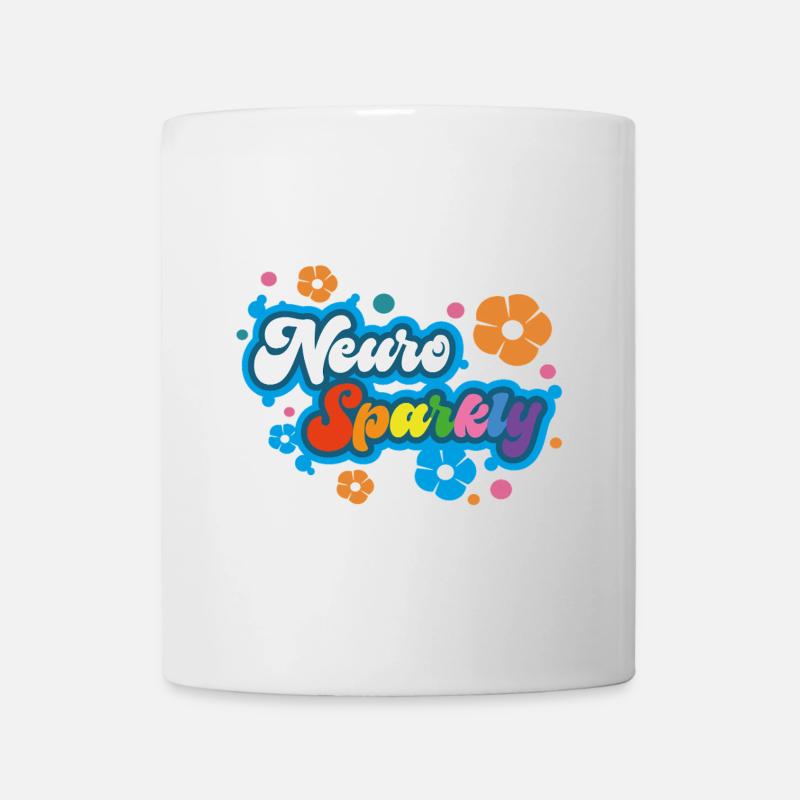 Typographie arc-en-ciel de fleur scintillante neuro - Mug blanc - blanc