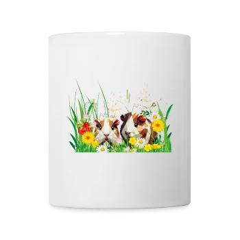 Zwei Meerschweinchen im Blumenwiesenzauber - Tasse - Weiß - Vorne