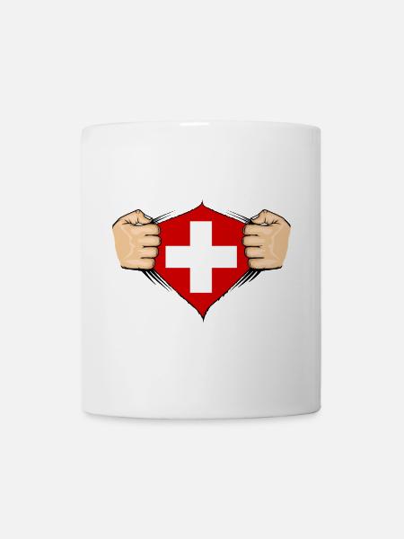 Schweiz Flagge Design - Tasse - Weiß