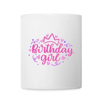 Anniversaire Girlie avec Couronne Coeur Confettis - Mug blanc - blanc - Devant