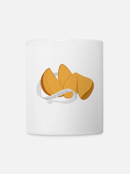 Chinesische Glückskekse mit Spruchband für Glück - Tasse - Weiß