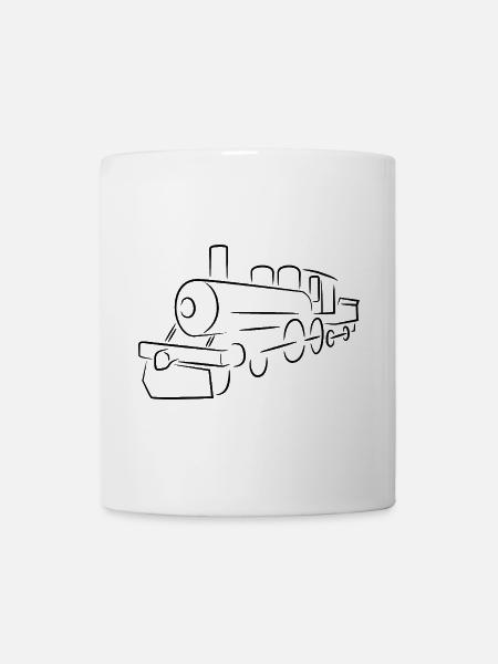 Lokomotive Skizze - Tasse - Weiß