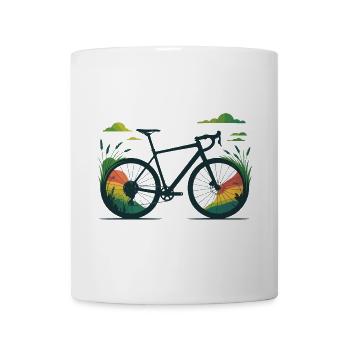 Gravel Bike Line Art – Wild Nature Burst - Tasse - Weiß - Vorne