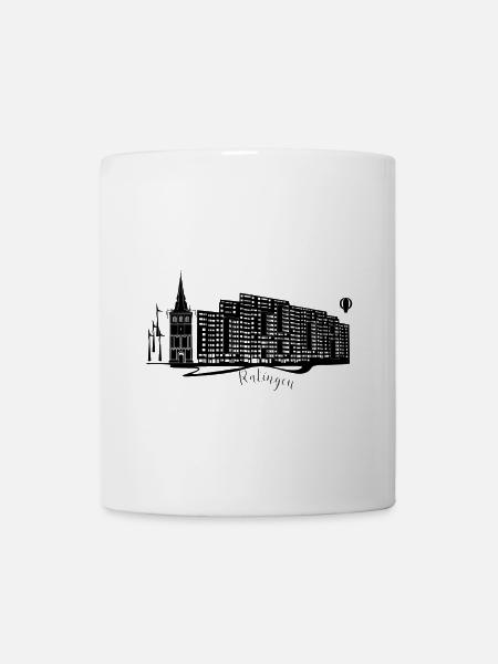 Abstract Ratingen skyline on dark background - Mug - white