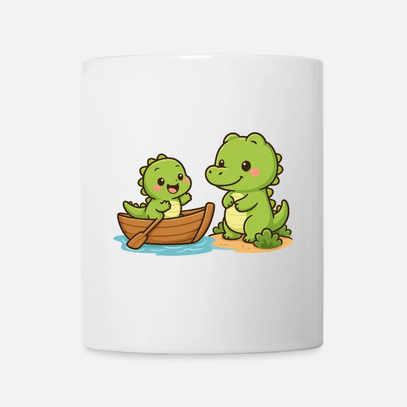 Une maman crocodile fait de la voile avec son bébé - Mug blanc - blanc