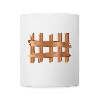 Rustic Wooden Fence Element Wood Look Motif - Mug - white - Front