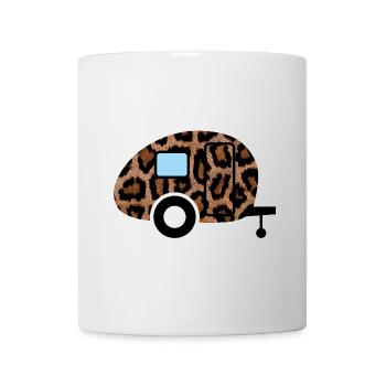 Wohnwagen Leopard Caravan Tierliebe Camping Retro - Tasse - Weiß - Vorne