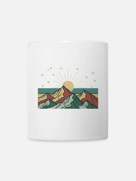 Berglandschaft mit Sonnenstrahlen - Tasse - Weiß