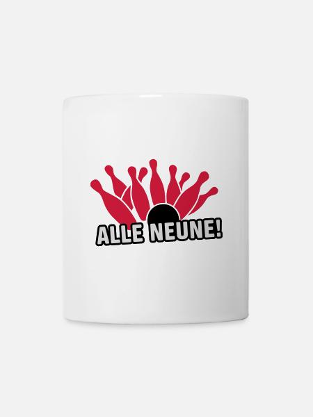 Kegeln - Alle Neune! Kegelshirt - Tasse - Weiß