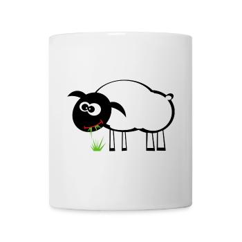 Karikatur Schaf mit Grasfresser - Tasse - Weiß - Vorne