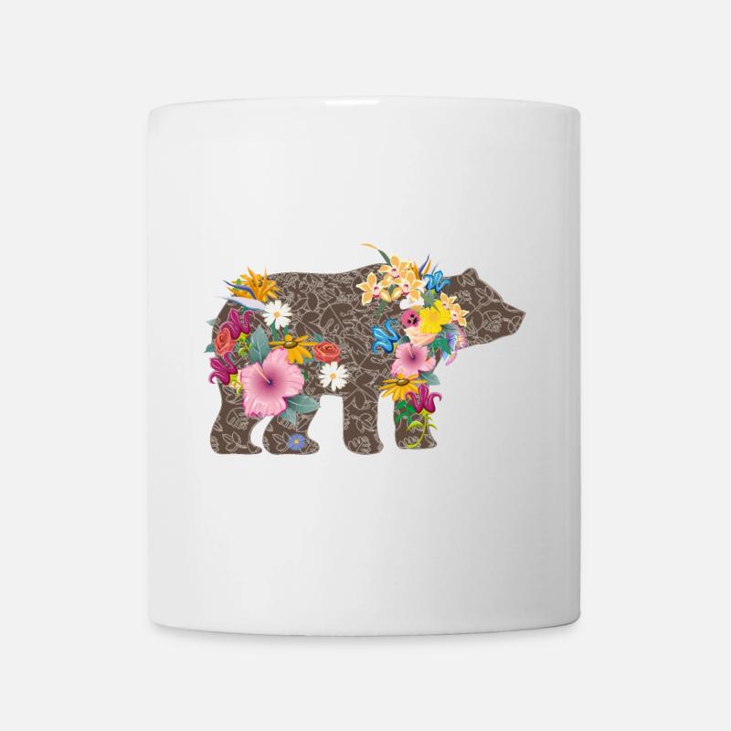Un ours avec des fleurs - Mug blanc - blanc