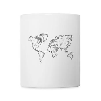 Carte du monde – Croquis de voyage dessiné à la main - Mug blanc - blanc - Devant