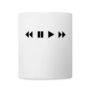 Play Pause Shuffle FFWD Rewind Musik Shirt - Tasse - Weiß - Vorne