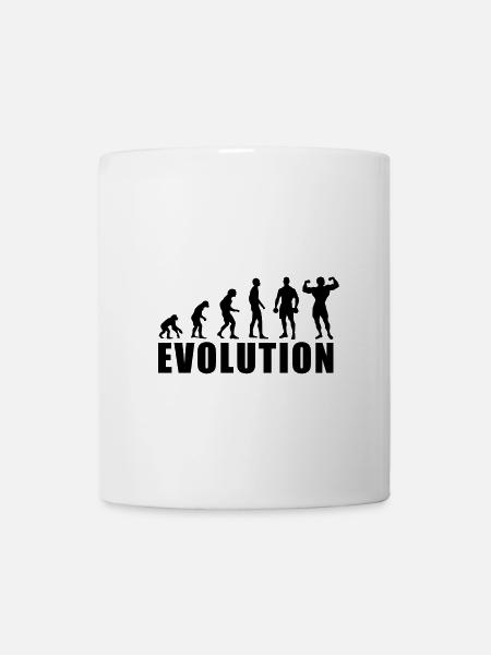 EVOLUTION BODY BUILDING Geschenk - Tasse - Weiß