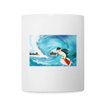 Surfender Pinguin Poster - Tasse - Weiß - Vorne