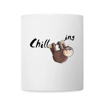 "Chillen" - Faultier - Faulenzen - Cartoon - Tasse - Weiß - Vorne