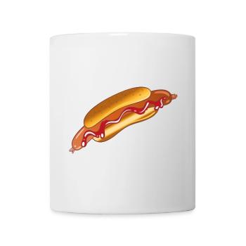 Hot Dog Sausage Bun Ketchup Fast Food Junk BBQ - Mug - white - Front